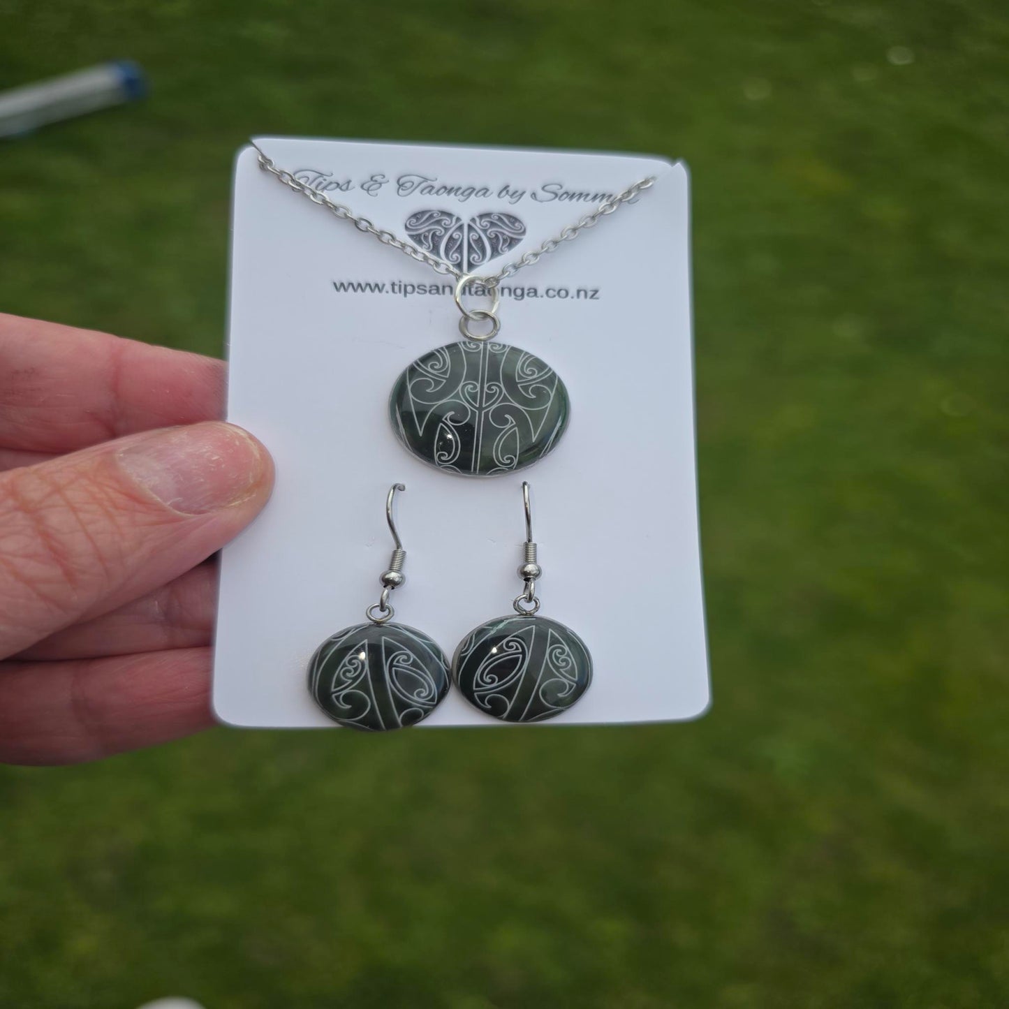 Pounamu inspired | Necklace & earring set